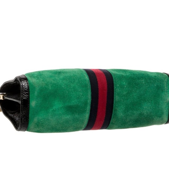 Gucci Green and Black Clutch with Gold Chain - Picture 4 of 8